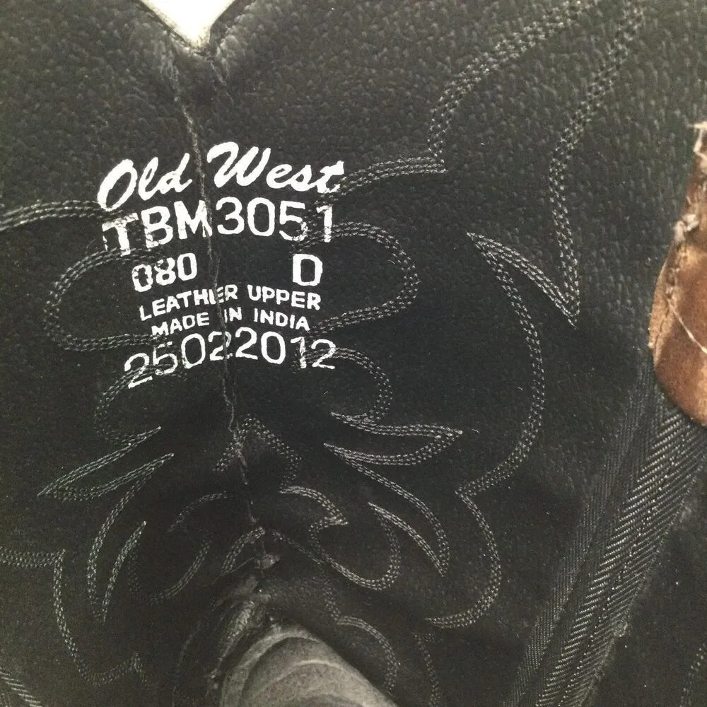 Old West Mens Leather Mid-Calf Western Boots Brown TBM3051 Size 8 D